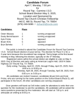 Candidate Forum on April 7th